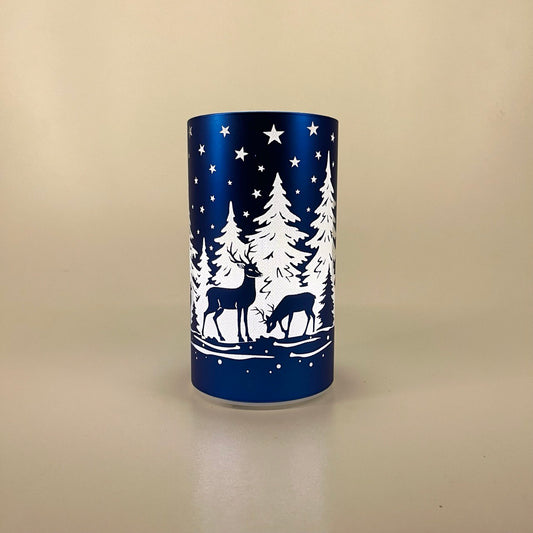 LED Tischlampe "Rehe im Wald" blau - 15cm x D 8,5cm