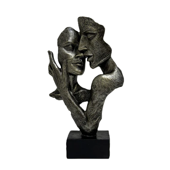 Deko Skulptur Büste Pärchen 32cm grau auf Sockel