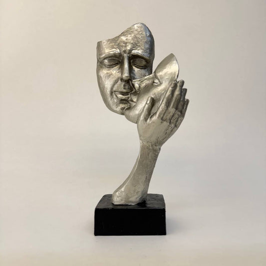 Deko Büste Paar silber auf schwarzem Sockel 29cm