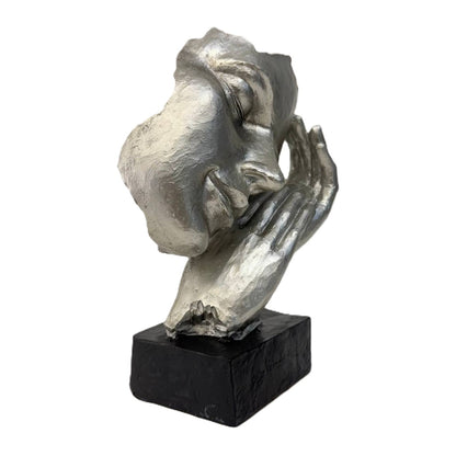 Deko Skulptur Büste silber auf schwarzem Sockel 22cm
