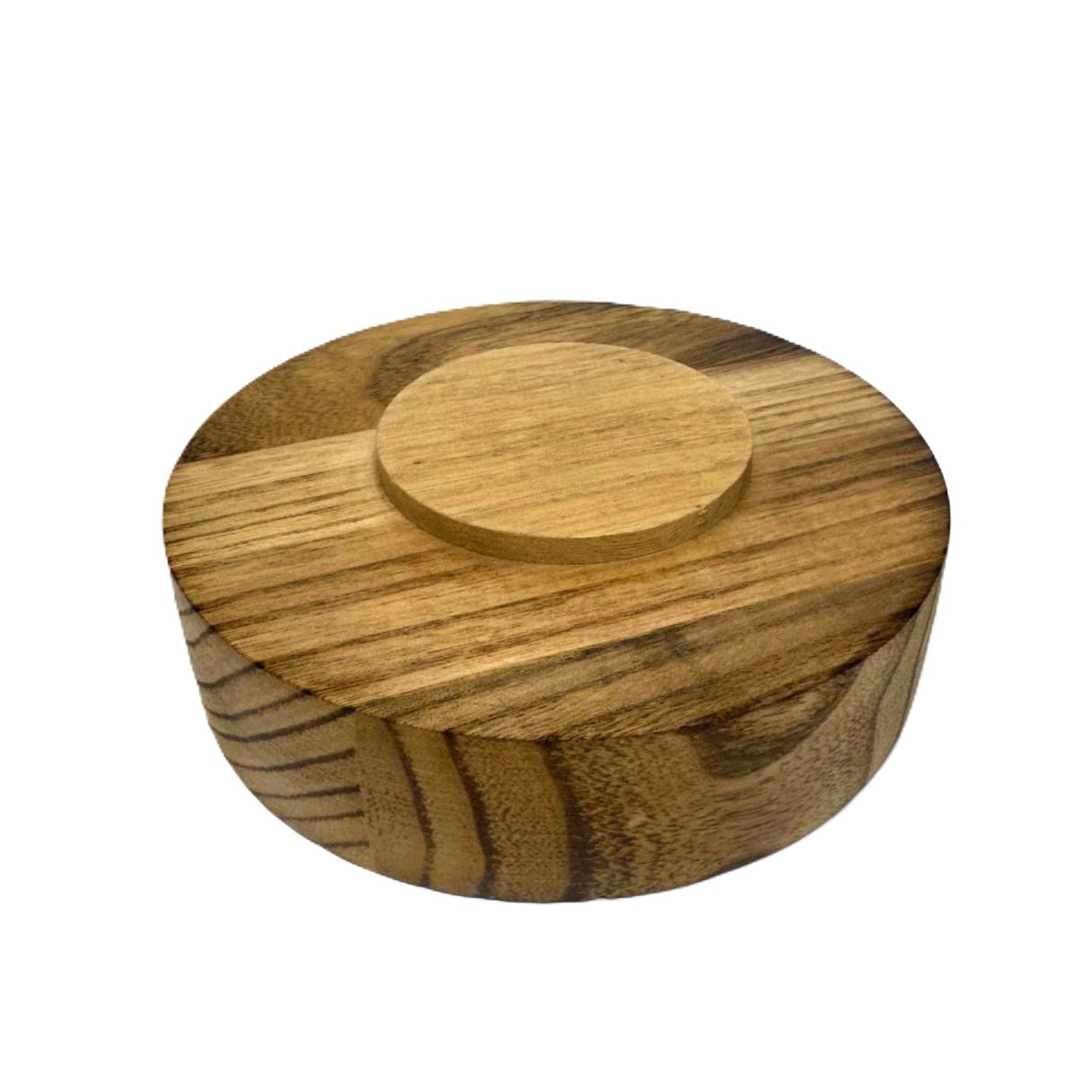 Dekoglas „Nordic Nature“ mit Holzsockel rundes Glasgefäß in Rauchoptik 17cm