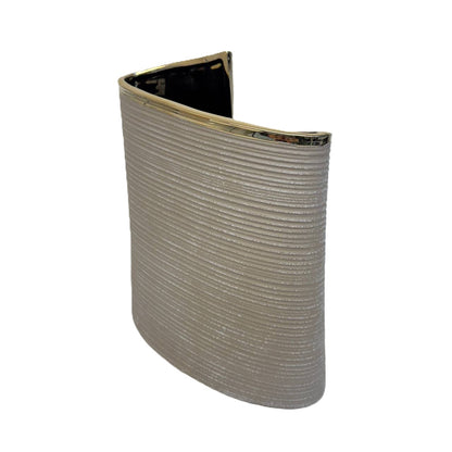 Design-Vase Elegance Grau mit Goldkante, strukturiert, modern 20cm