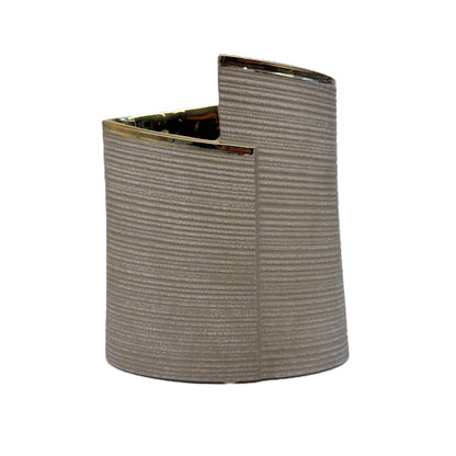 Design-Vase Elegance Grau mit Goldkante, strukturiert, modern 25cm