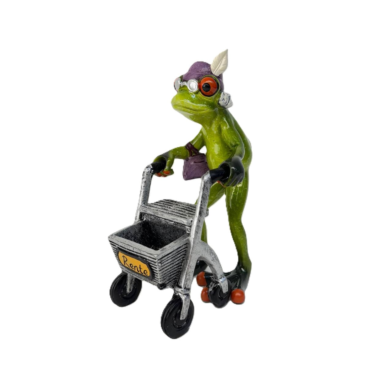 Frosch Rentner Oma mit Rollator
