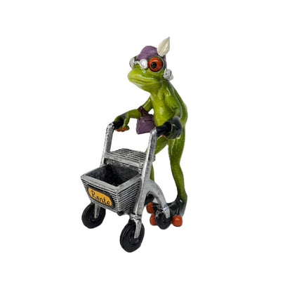 Frosch Rentner Oma mit Rollator