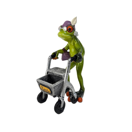 Frosch Rentner Oma mit Rollator