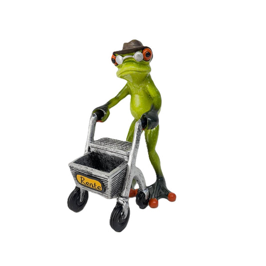 Frosch Rentner Opa mit Rollator