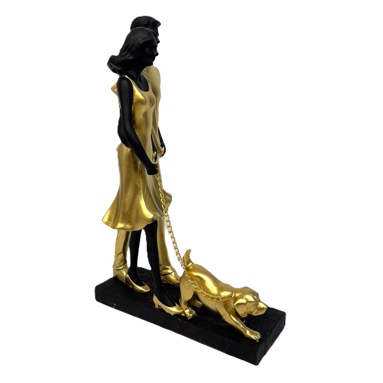 "Gemeinsame Wege" Liebespaar mit Hund gold