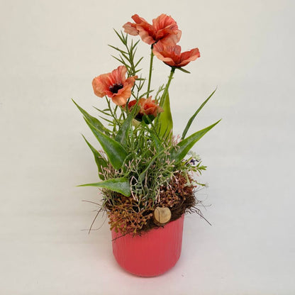 Kunstblumengesteck „Mohnzauber“ im Keramiktopf