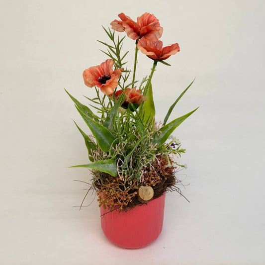 Kunstblumengesteck „Mohnzauber“ im Keramiktopf