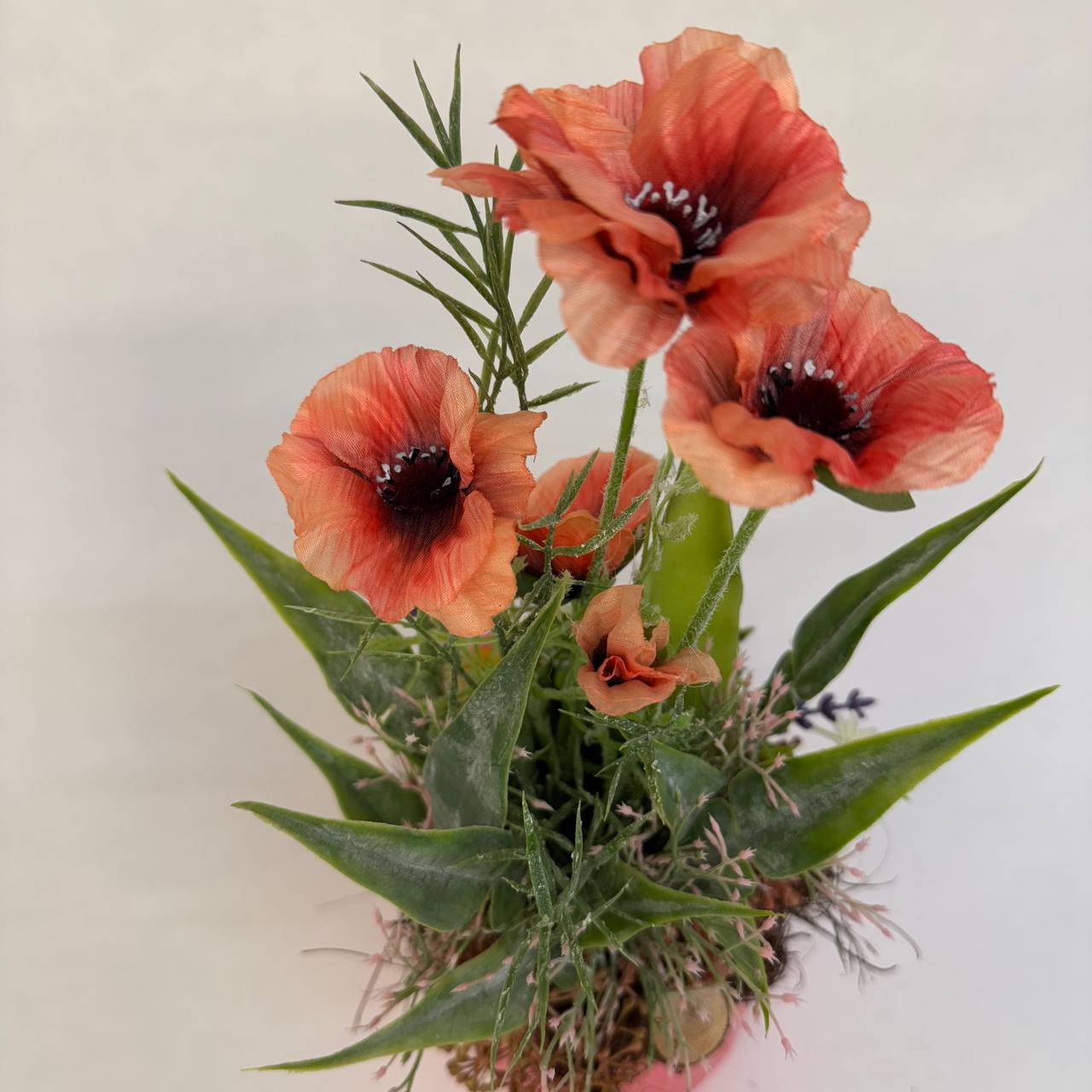 Kunstblumengesteck „Mohnzauber“ im Keramiktopf