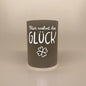 LED Tischlampe "Hier wohnt das Glück" Weiß 12cm x D 9cm