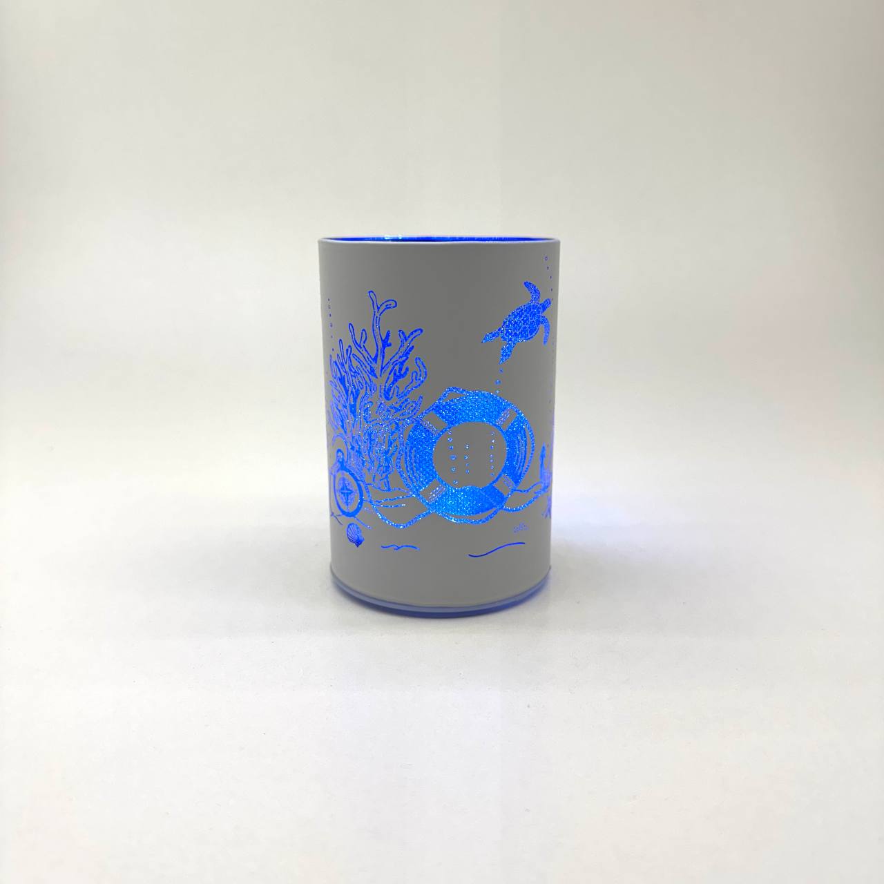 LED Tischlampe Dekolicht "Schildkröte im Ozean" weiß/blau