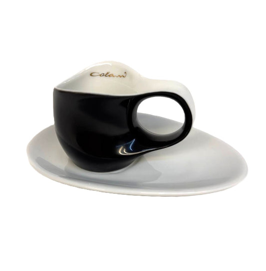 Luigi Colani Porzellan Espressissimo Tasse mit Untertasse weiß/schwarz