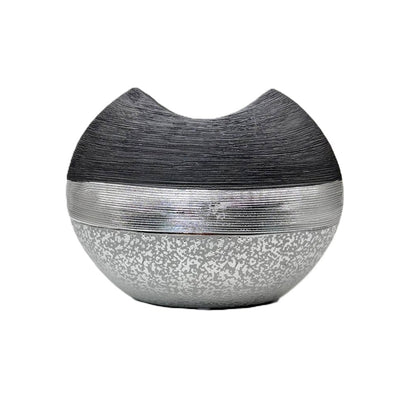 Design Vase "Luxor Silber" bauchig flach Dekovase Blumenvase (16 x 20cm)