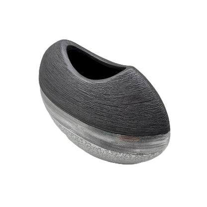 Design Vase "Luxor Silber" bauchig flach Dekovase Blumenvase (16 x 20cm)
