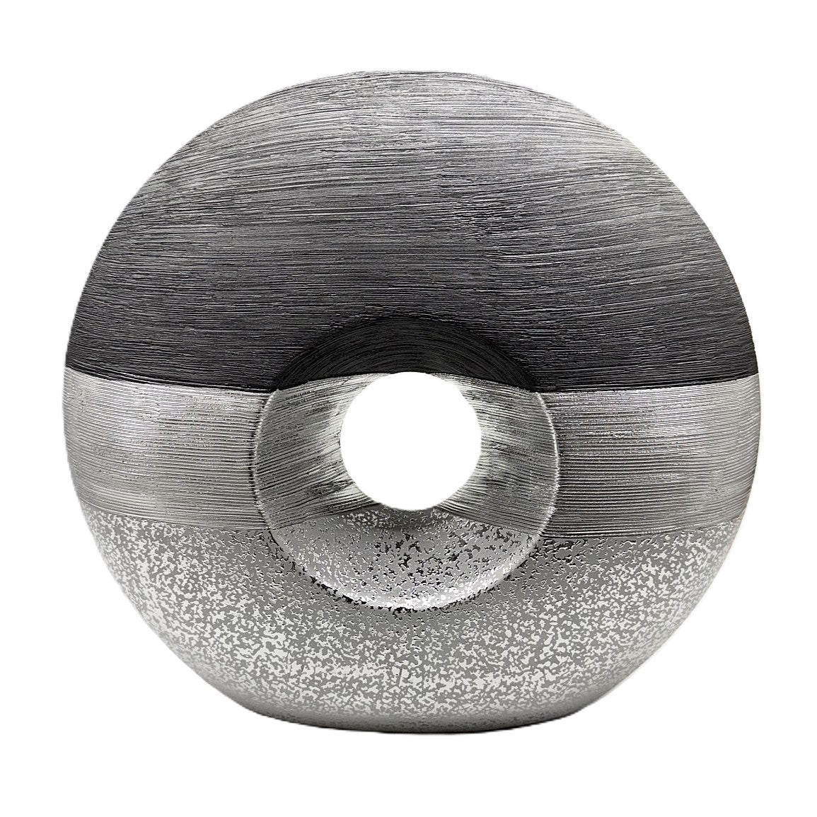 Design Vase "Luxor Silber" rund mit Loch 32cm