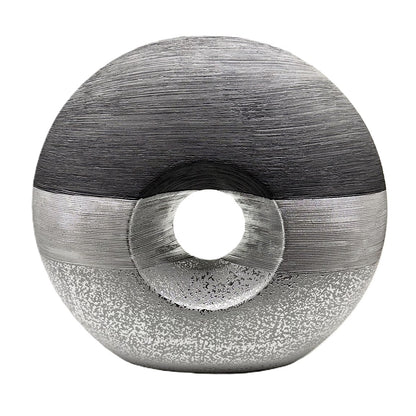 Design Vase "Luxor Silber" rund mit Loch 32cm