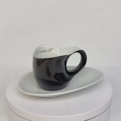 Luigi Colani Porzellan Espressissimo Tasse mit Untertasse weiß/schwarz