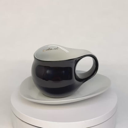 Luigi Colani Espresso Tasse mit Untertasse weiß/schwarz
