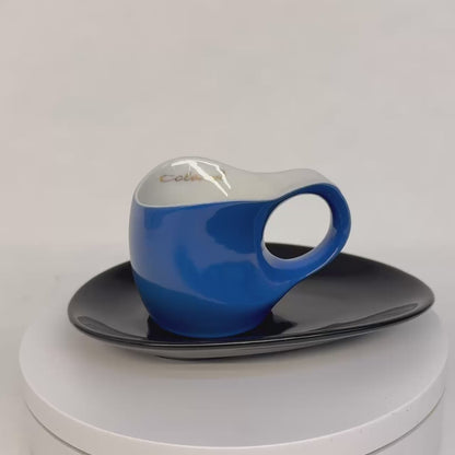 Luigi Colani Porzellan Espressissimo Tasse mit Untertasse blau