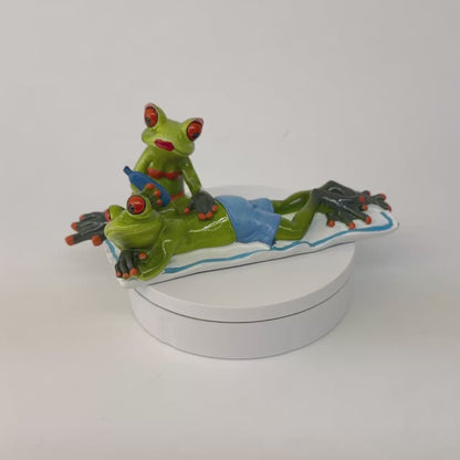 Froschpaar "Sonnencreme für den Muskelkönig"