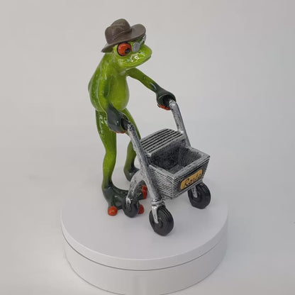 Frosch Rentner Opa mit Rollator