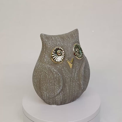 Deko-Eule „Goldblick“ aus Keramik 13cm hoch modern & stilvoll