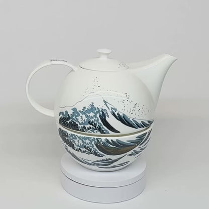 Goebel Teekanne mit Stövchen "Die große Welle" von Katsushika Hokusai